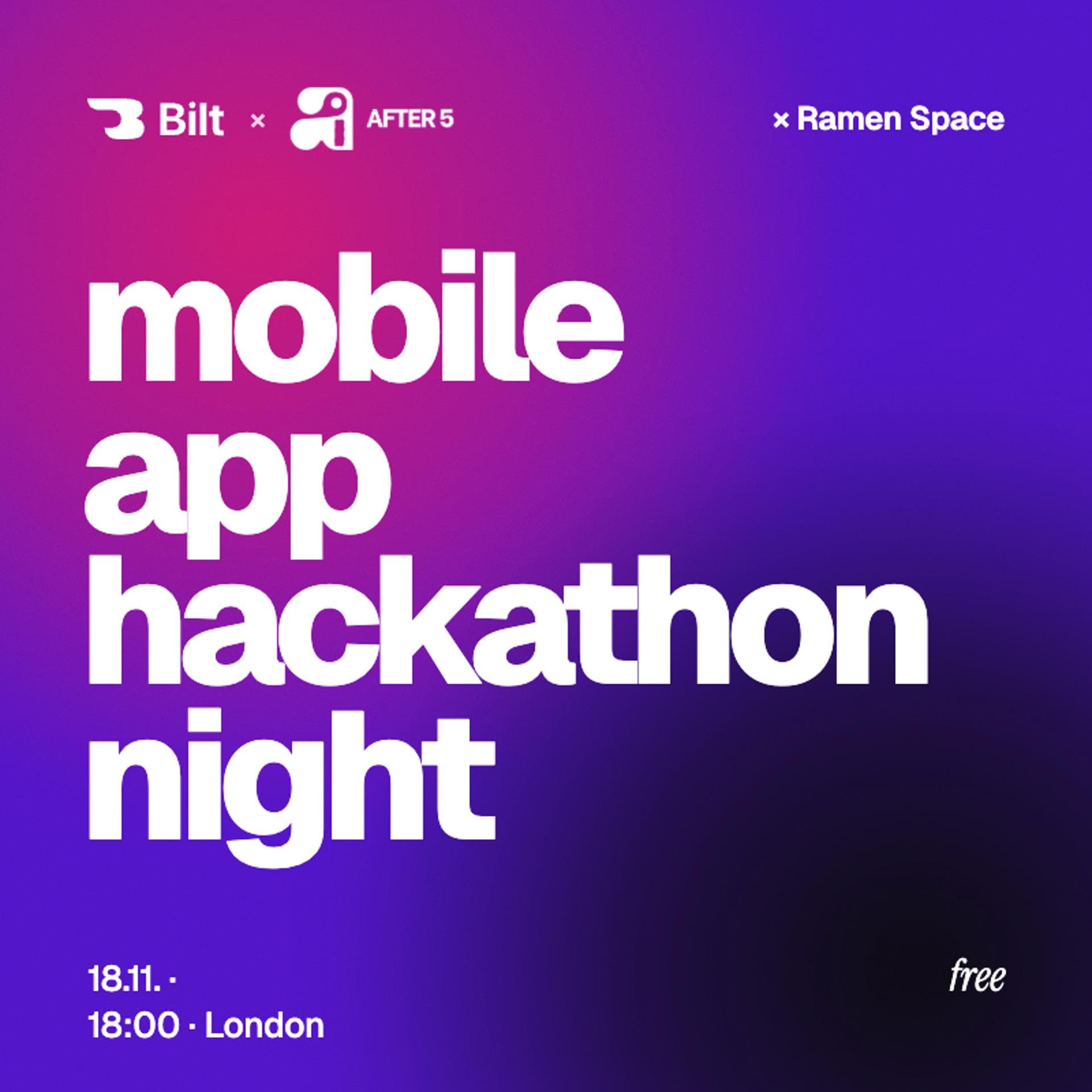 Mobile App Hackathon Night by Bilt.me event artwork