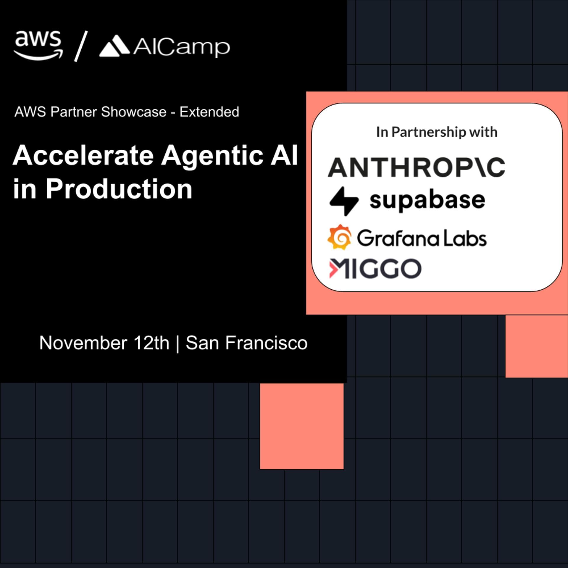 AWS Partner Showcase Extended with Anthropic, Grafana, Supabase, Miggo event artwork