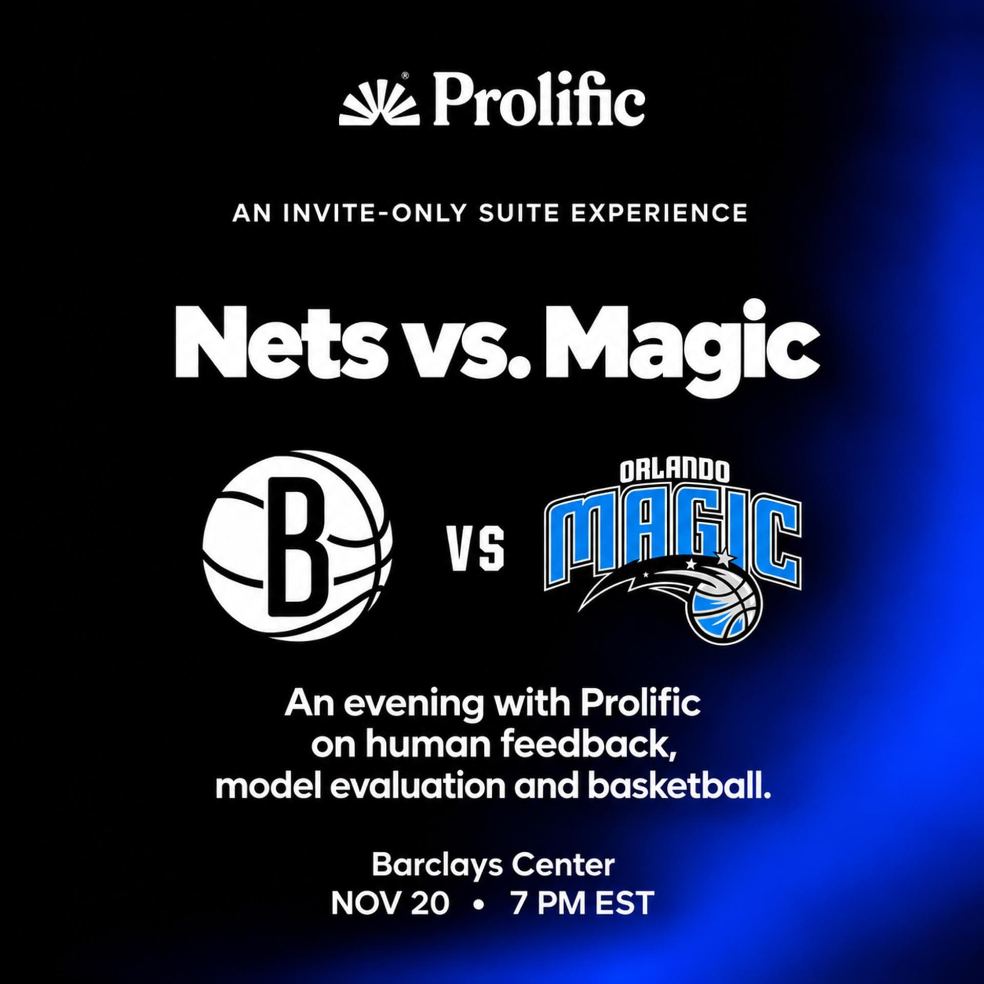 NBA x AI Research: Nets vs. Orlando Magic Luxury Suite event artwork
