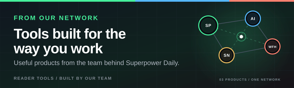 From our network. Tools built for the way you work. Useful products from the team behind Superpower Daily.