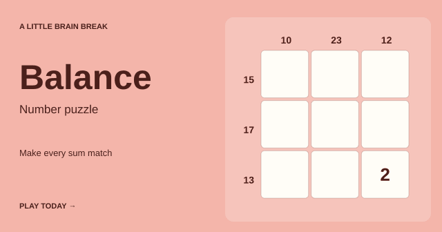 Balance: starting puzzle board