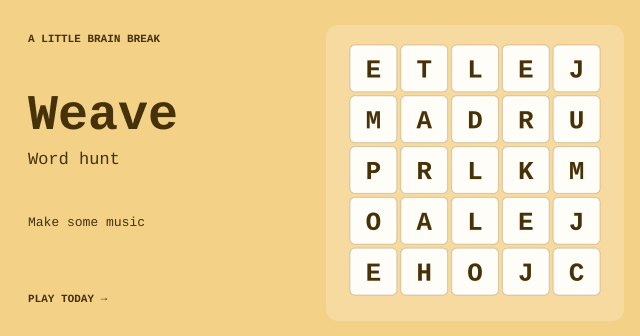 Weave: starting puzzle board