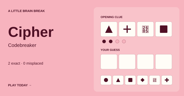 Cipher: starting puzzle board