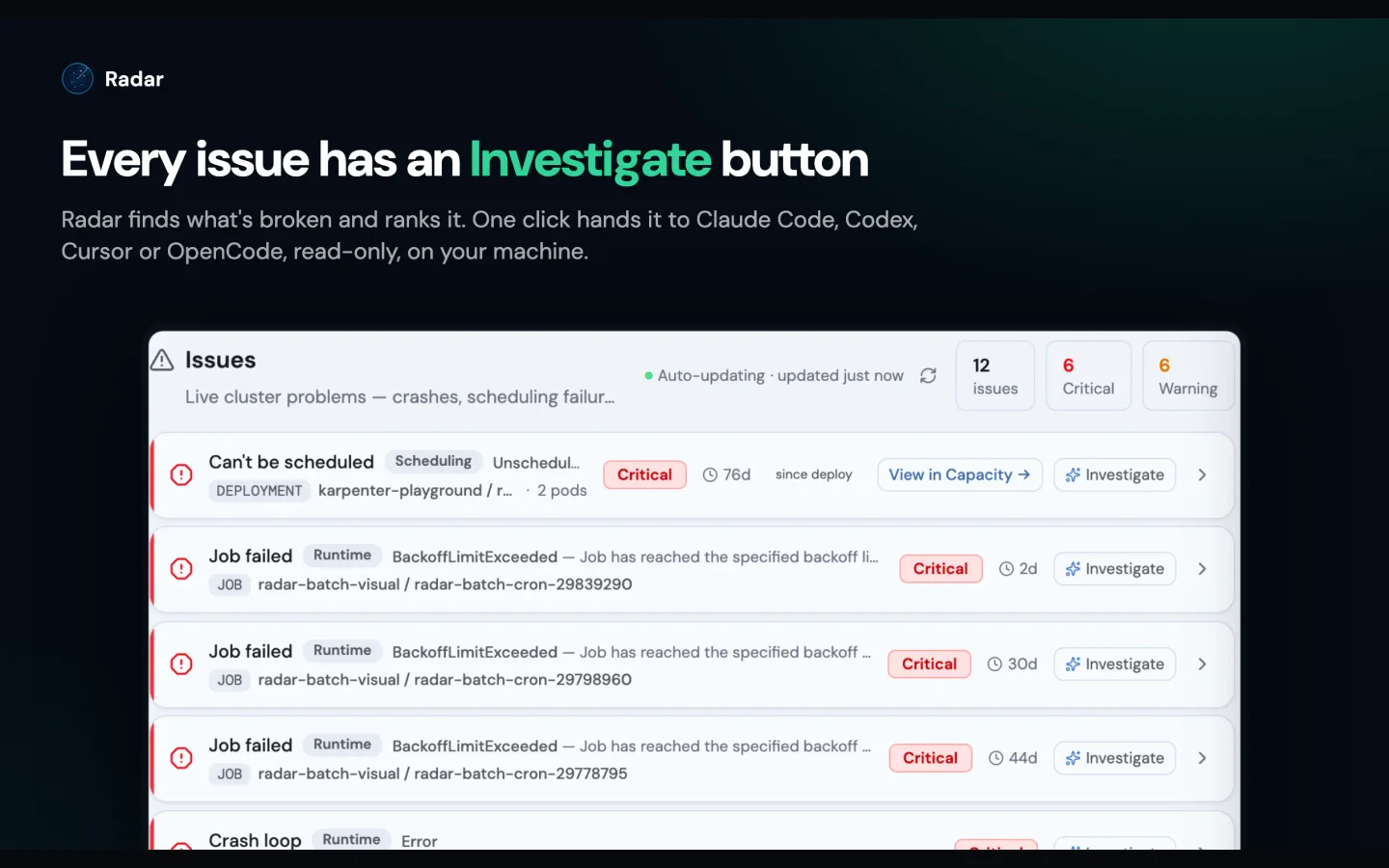 Radar product preview