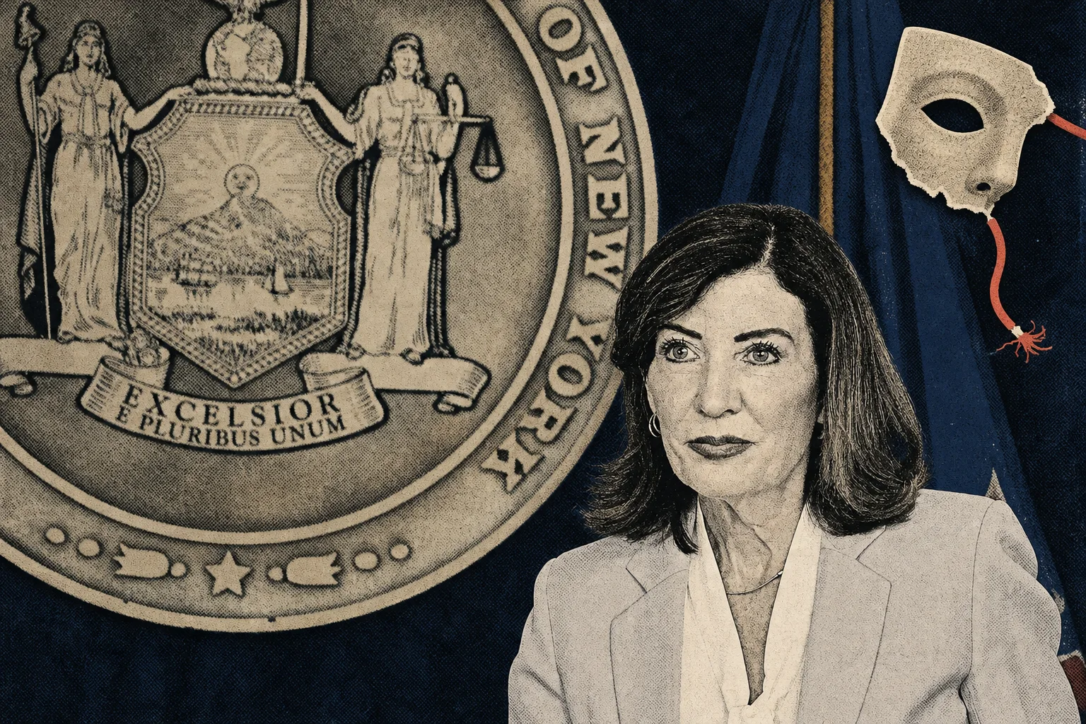 Editorial illustration supporting Hochul signs New York law restricting chatbot relationships with minors