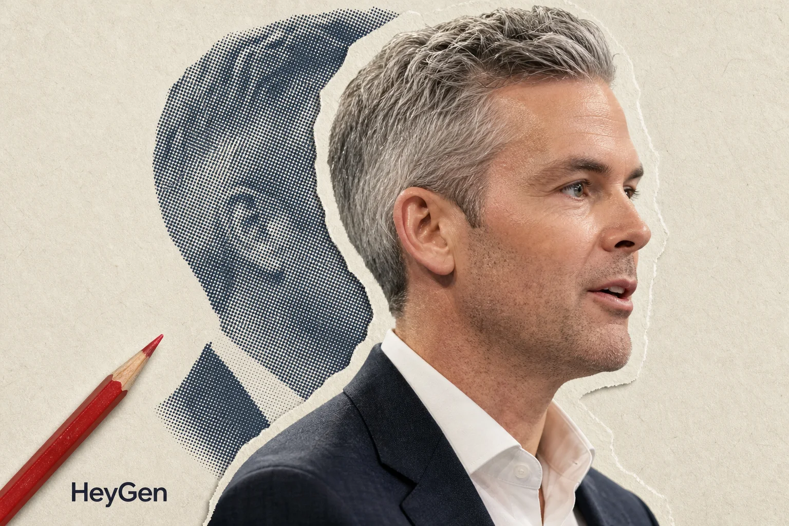 Editorial illustration supporting Ryan Serhant creates a daily AI-avatar channel with HeyGen, keeping market takes under review