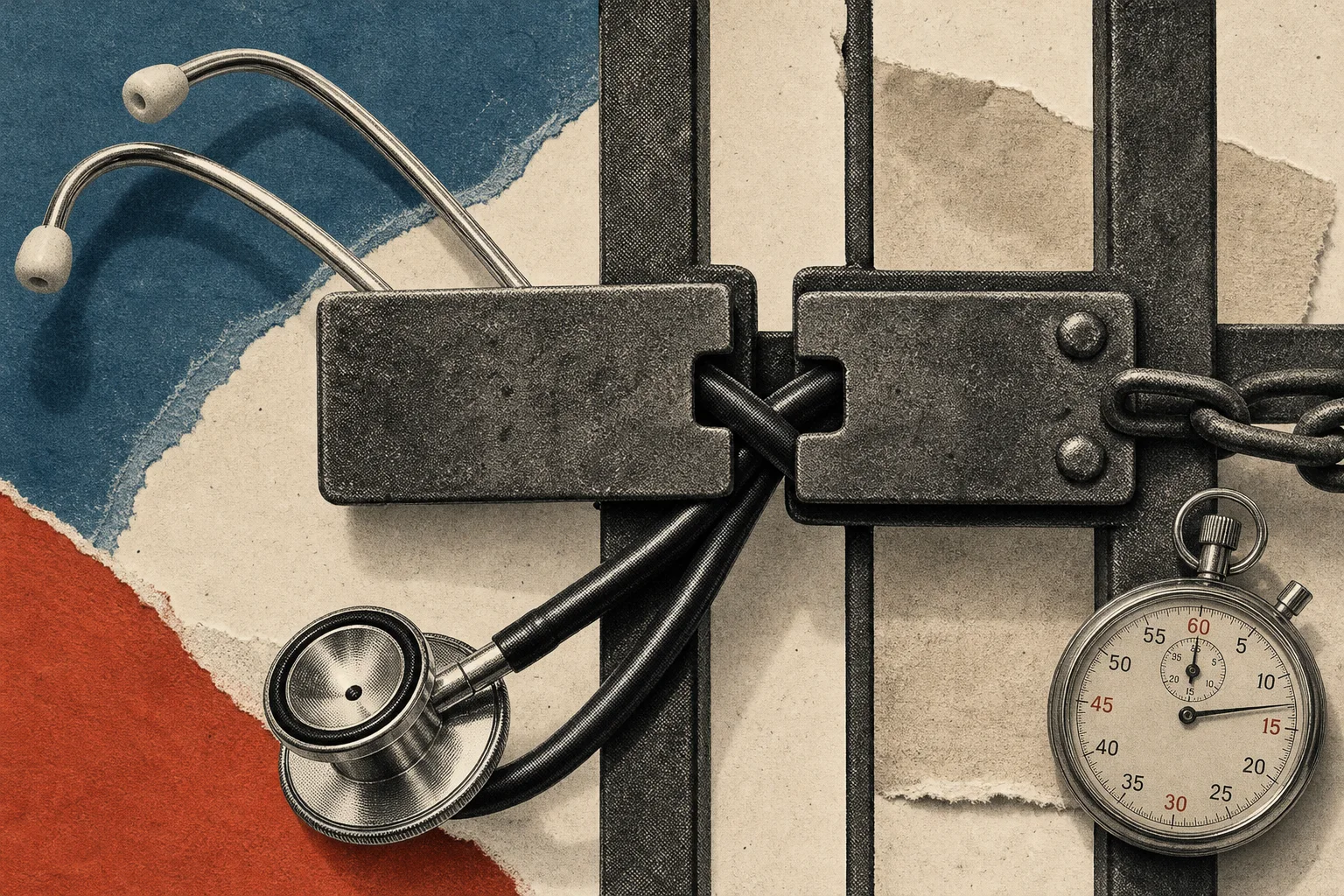 Editorial illustration supporting EFF publishes records exposing delays and questionable denials in Medicare’s AI pilot