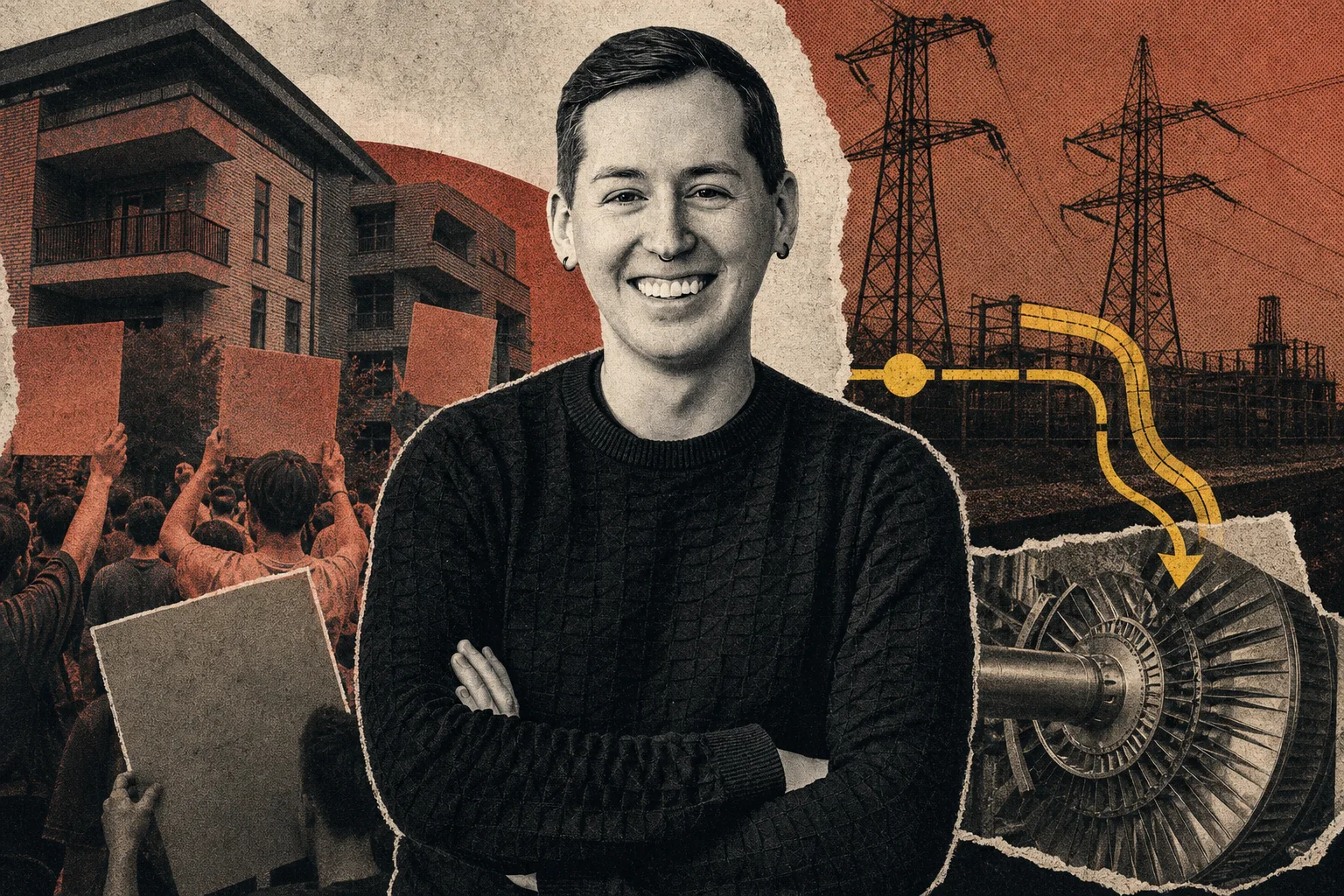 Editorial illustration supporting Paris Marx warns US communities of data-center costs in new WIRED interview