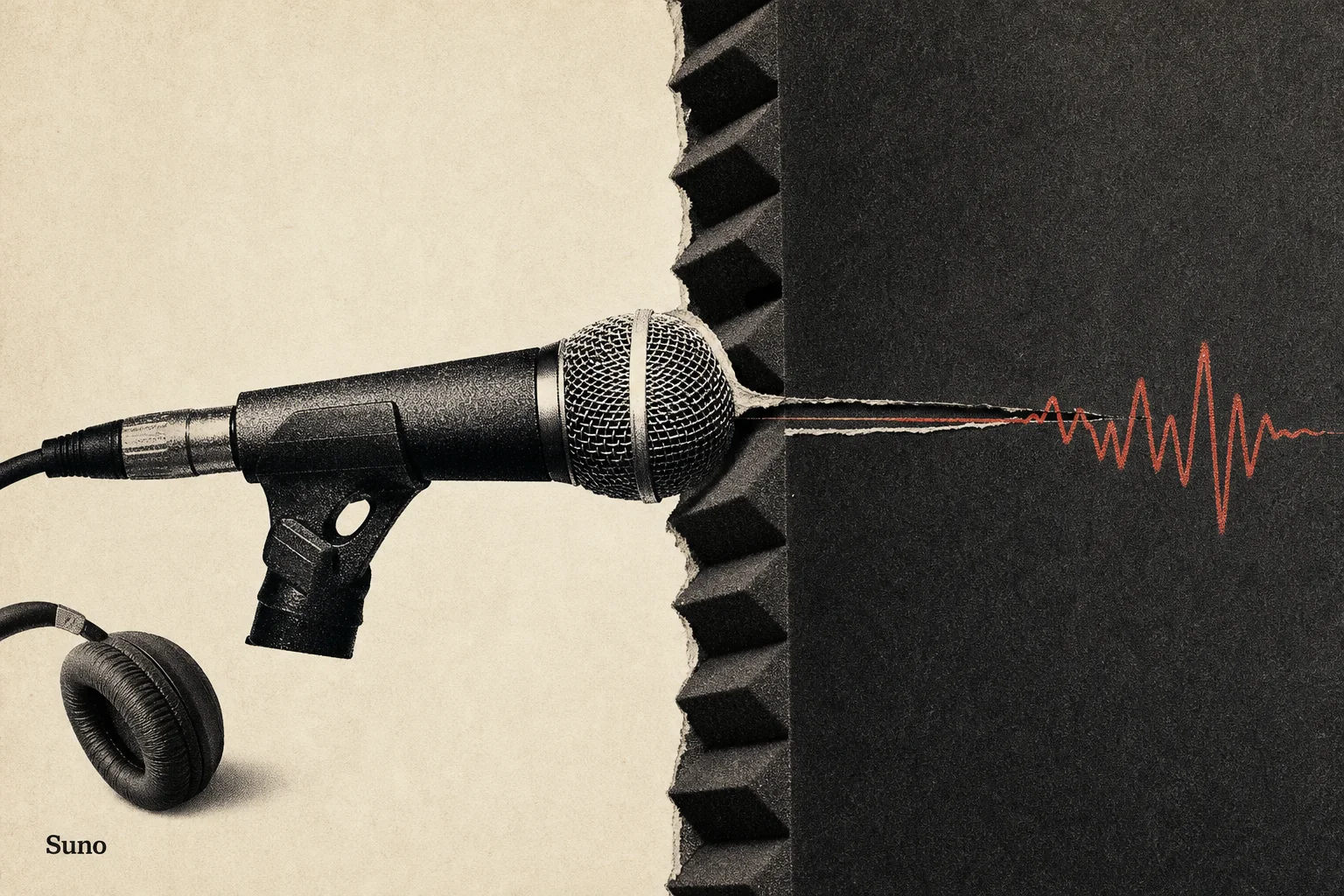 Editorial illustration supporting Suno challenges Apple’s bid to block testimony in AI music copyright fight