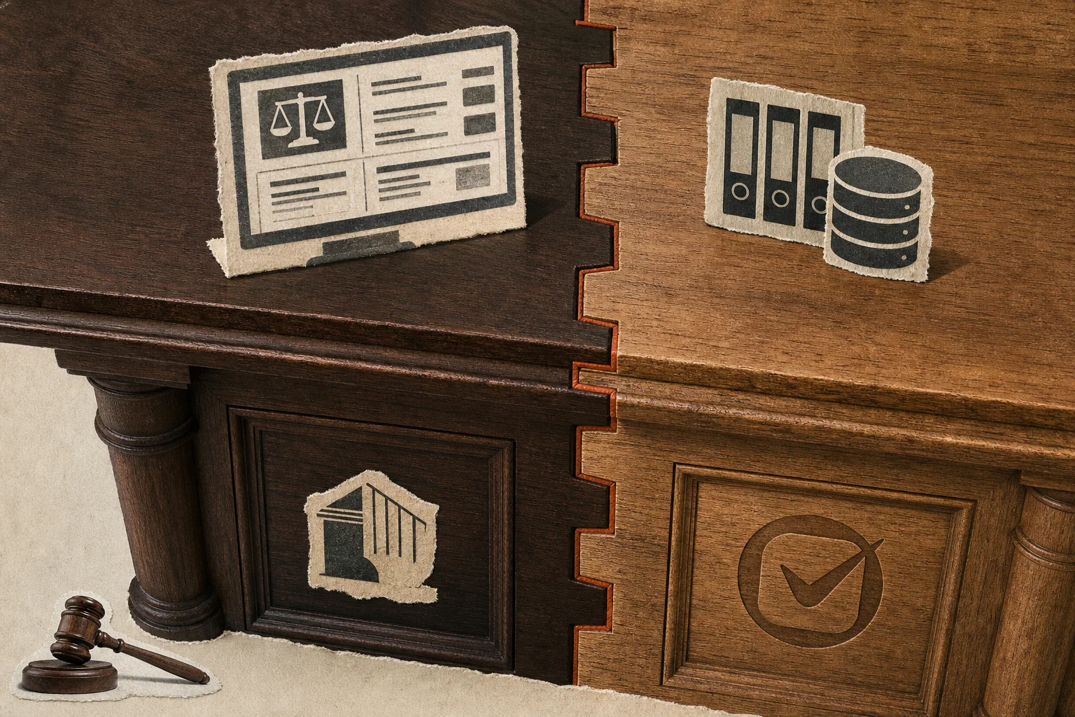 Editorial illustration supporting Clio Buys Learned Hand to Bring Its Legal AI Business Into Courts