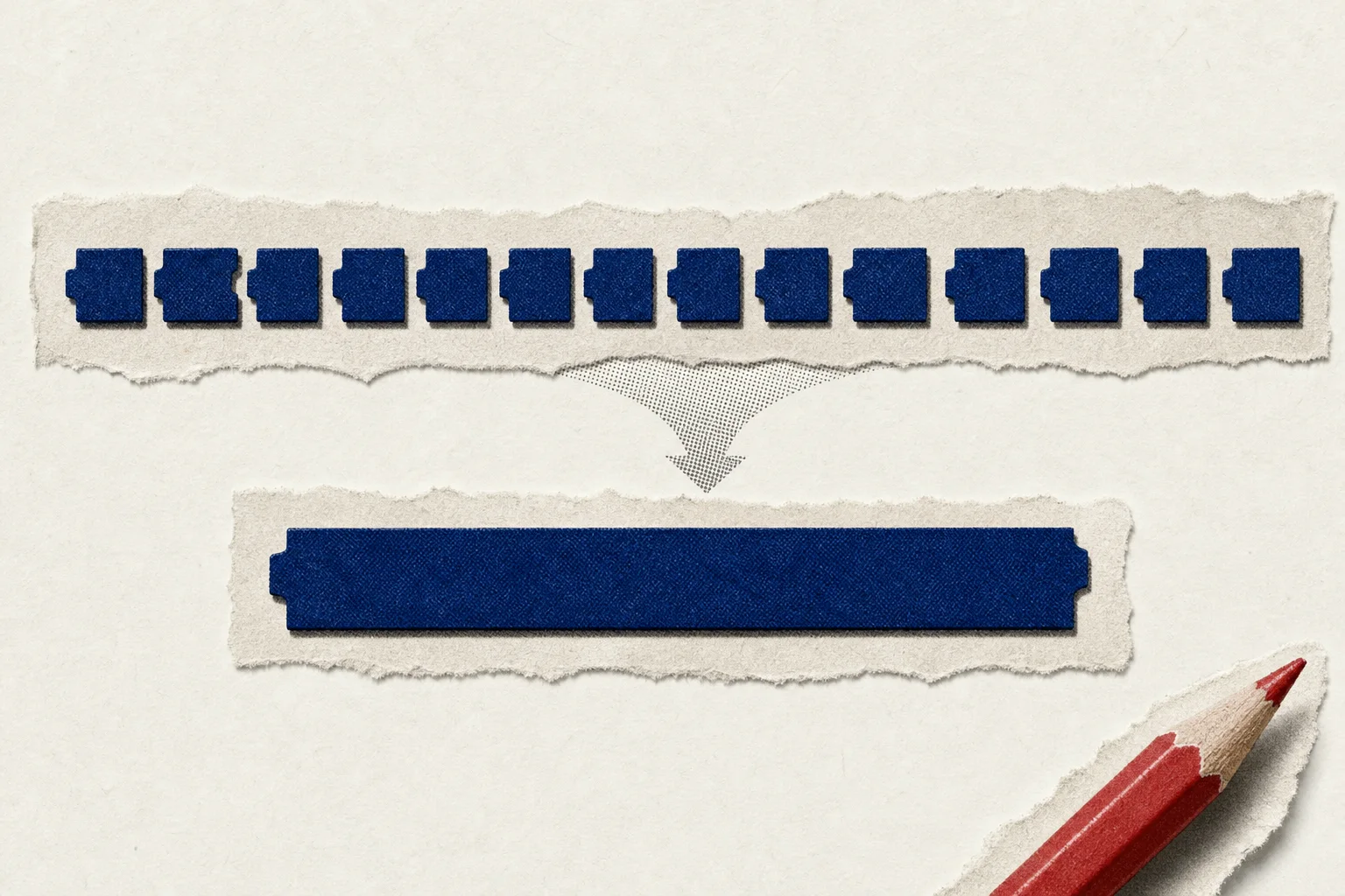 Editorial illustration supporting Dharma-AI says a tailored AI vocabulary cut essay-grading inference cost 77%