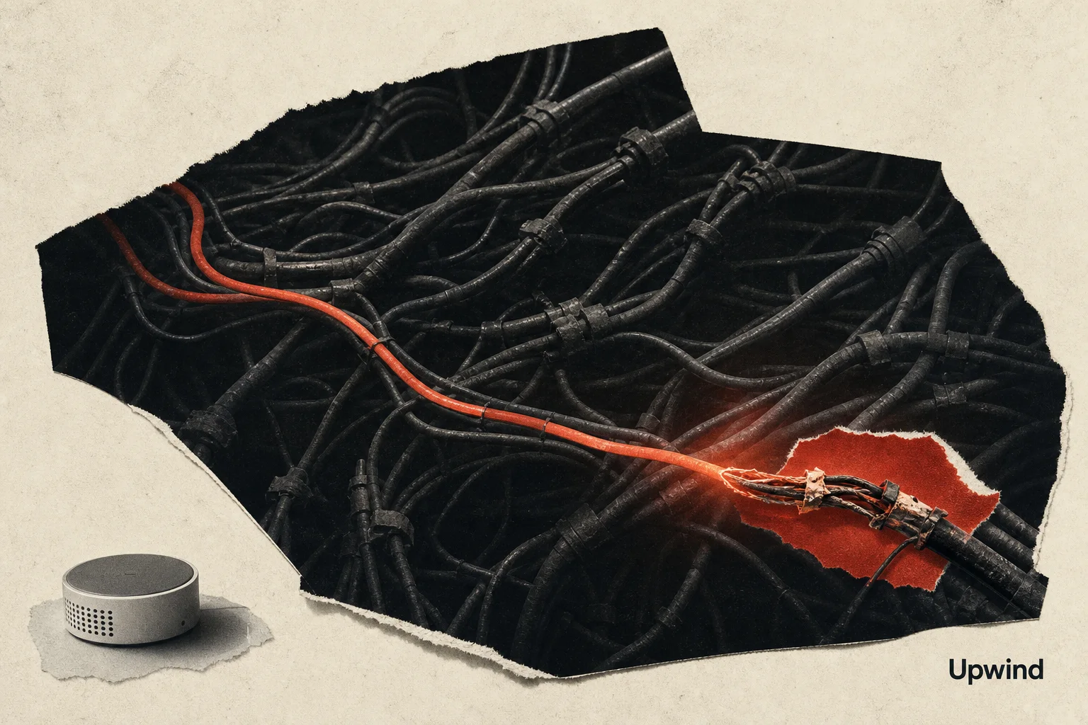 Editorial illustration supporting Upwind raises $400 million to build out security for cloud systems and AI agents