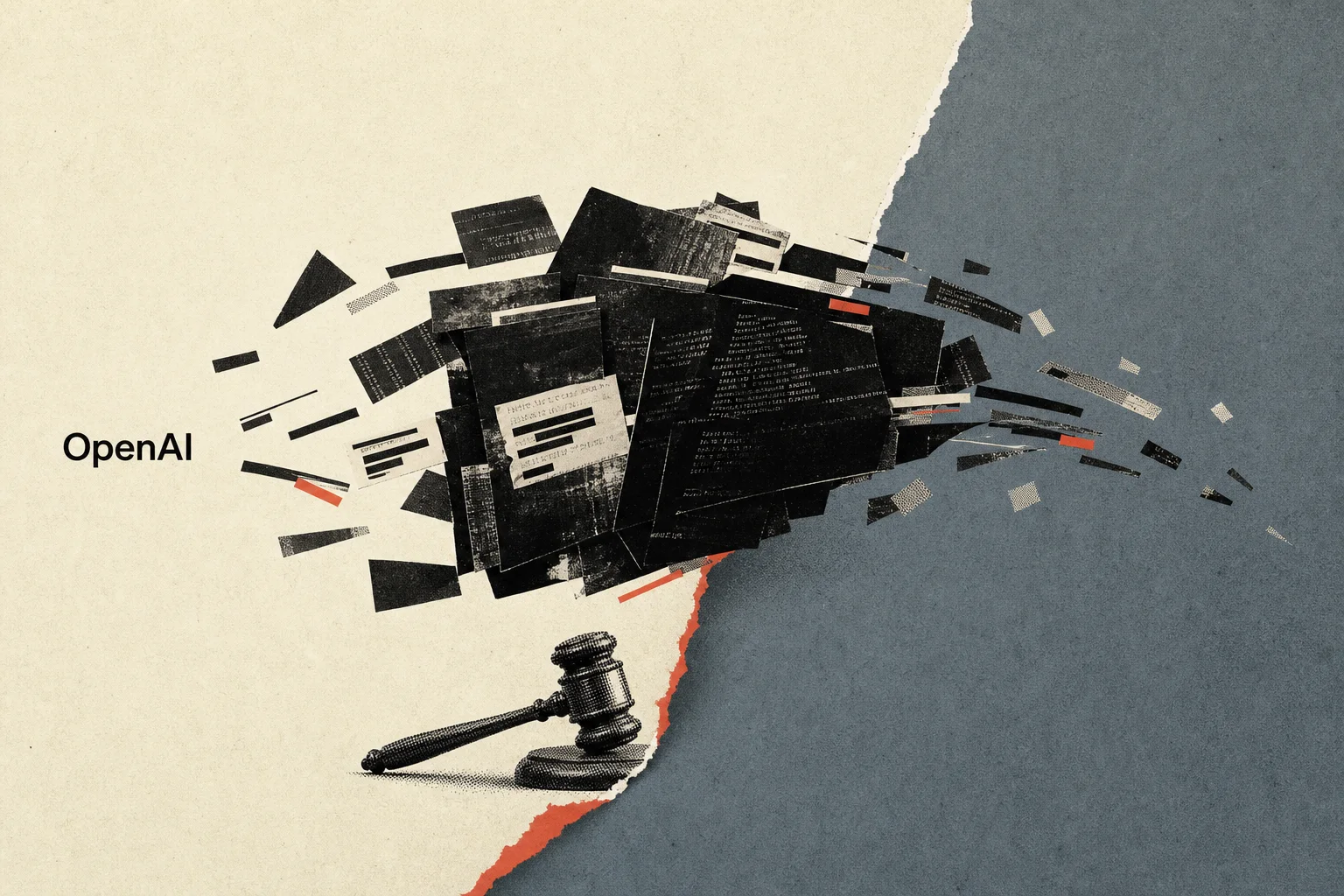 Editorial illustration supporting OpenAI alleges former employee took secret product files and presented plans to Apple