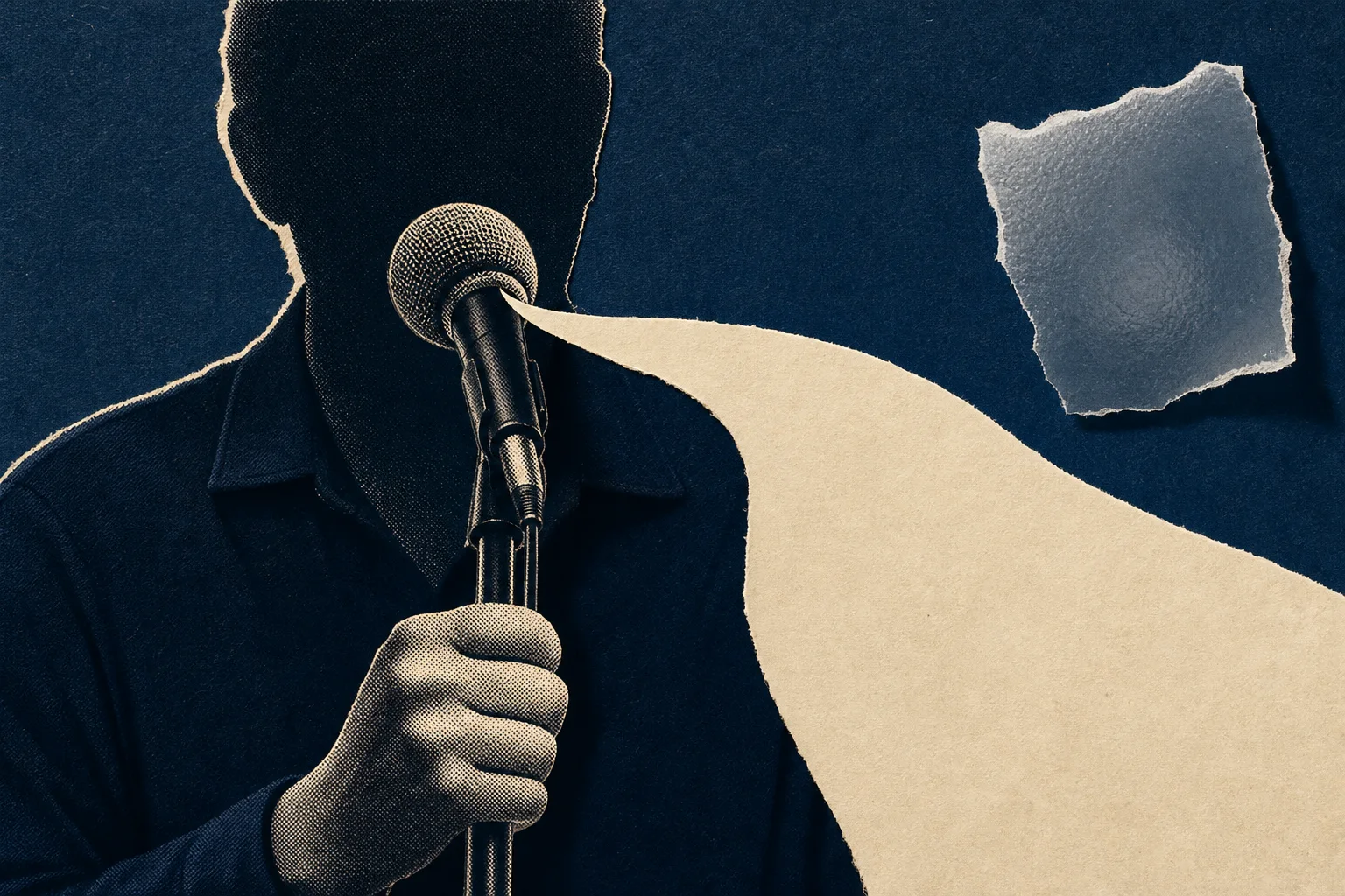 Editorial illustration supporting MIT’s Deb Roy urges human accountability for AI-written civic speech