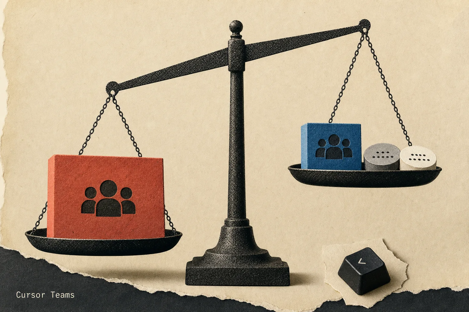 Editorial illustration supporting Light Claude or GPT use makes switching Cursor Teams cheaper in two modeled cases