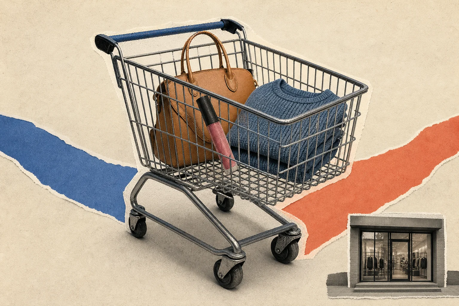 Editorial illustration supporting Google launches a shared shopping cart across Search and Gemini in the U.S.
