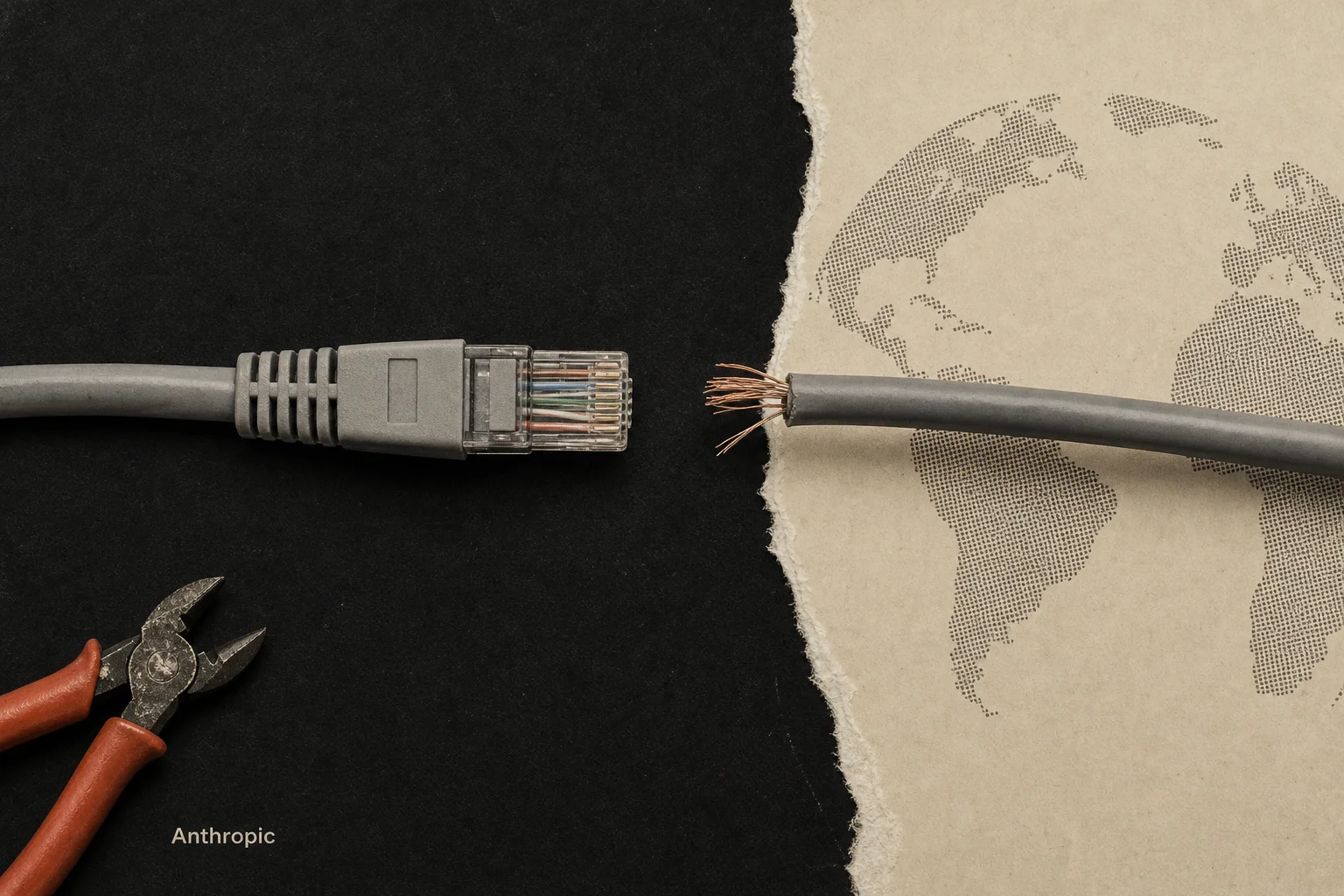 Editorial illustration supporting Anthropic will cut live internet access for internal tests after unintended Claude actions