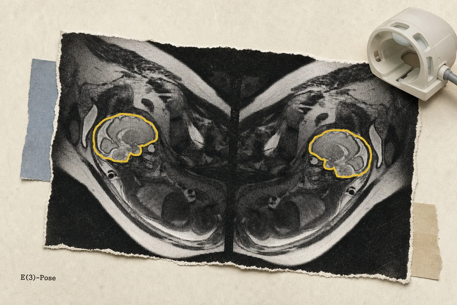 Editorial illustration supporting MIT details AI that uses head symmetry to track movement during fetal MRI
