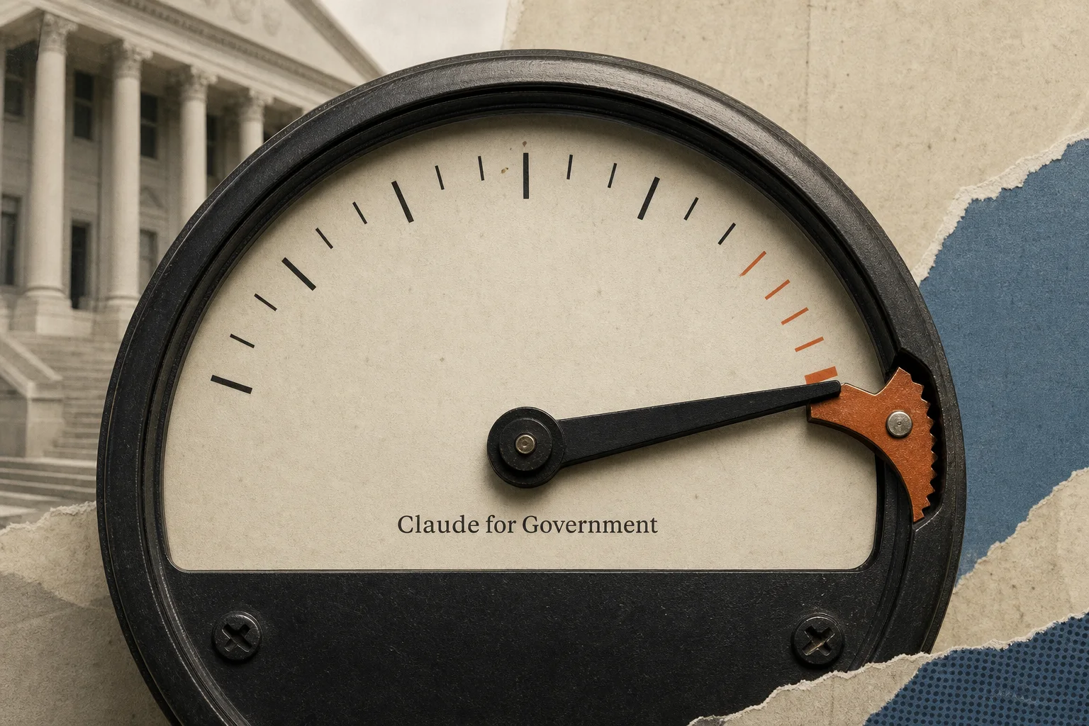 Editorial illustration supporting Anthropic Opens Claude for Government to Agencies With Hard Spending Caps