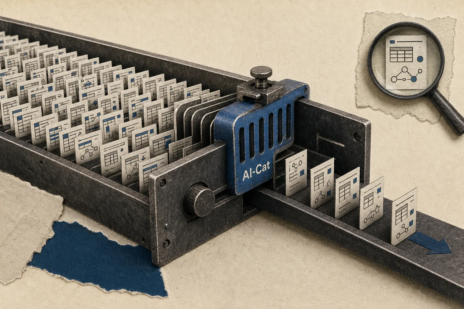 Editorial illustration supporting Oracle says catalog-side search cut total AI token use 71% in test
