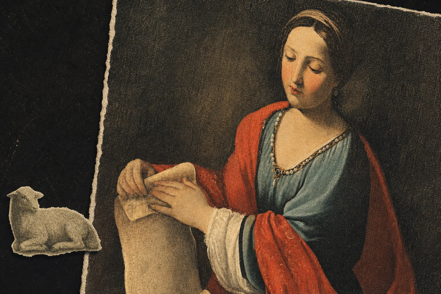 Editorial illustration supporting Italian police used AI to recover a stolen painting hidden beneath overpaint