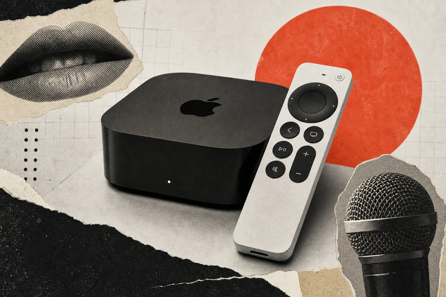 Editorial illustration supporting Apple adds hands-free Siri AI to a $299 Apple TV 4K