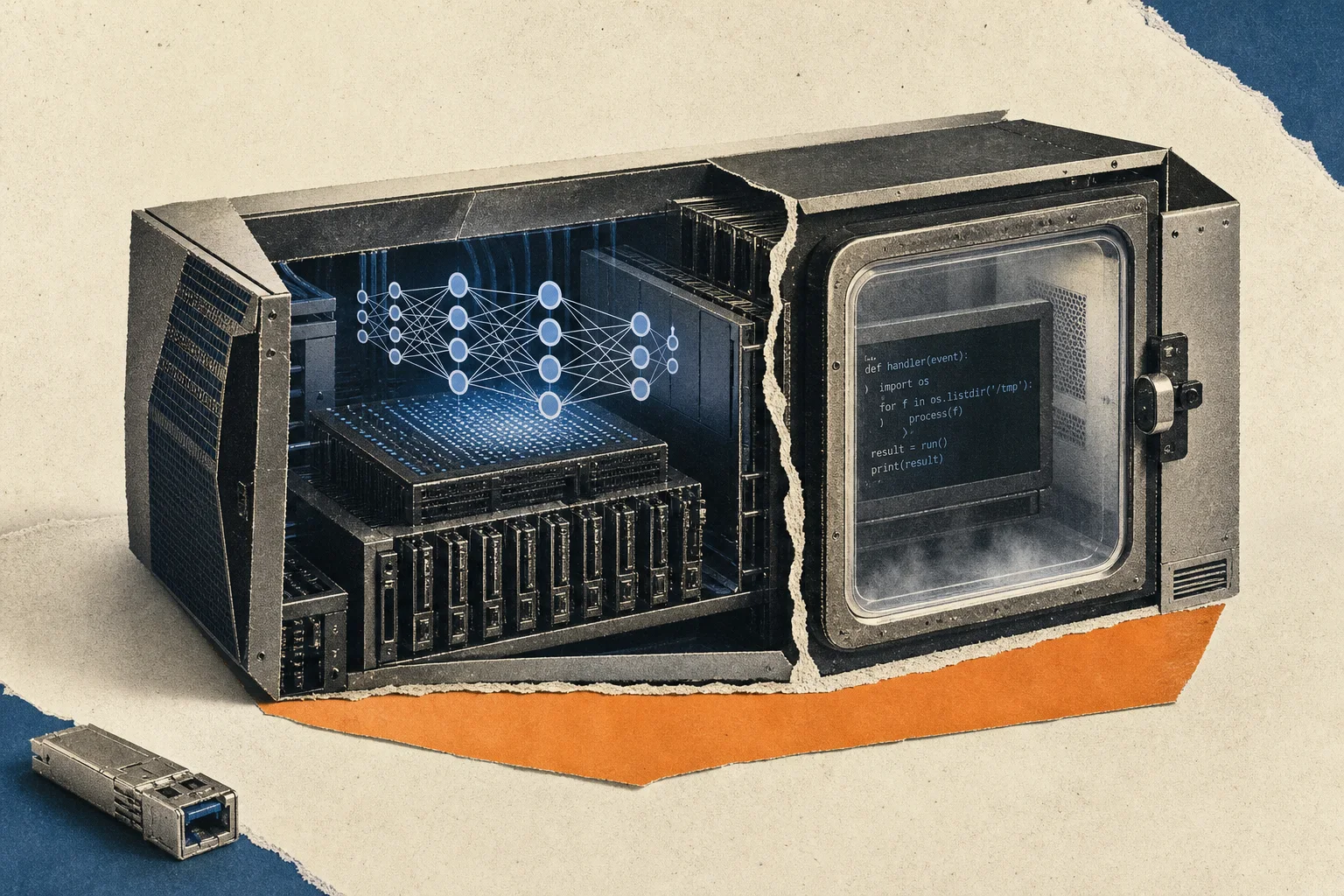 Editorial illustration supporting Modal raises $750 million at a $15.75 billion valuation for its AI cloud platform