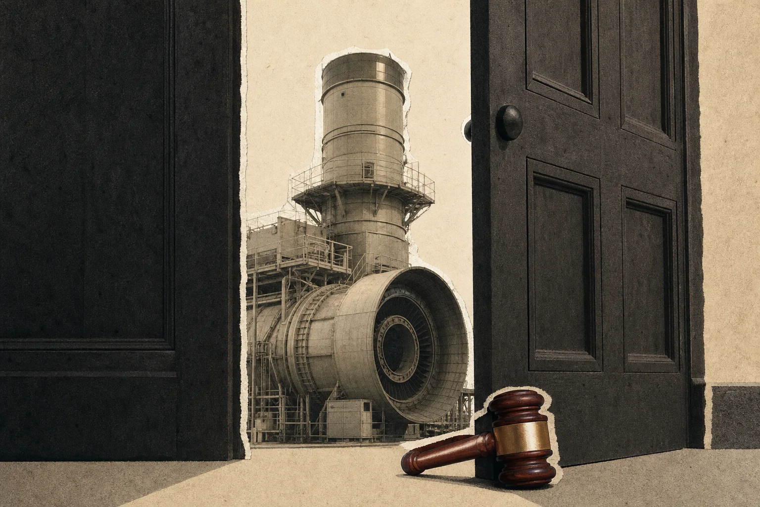 Editorial illustration supporting Judge rejects Trump administration’s bid to end xAI air-pollution lawsuit