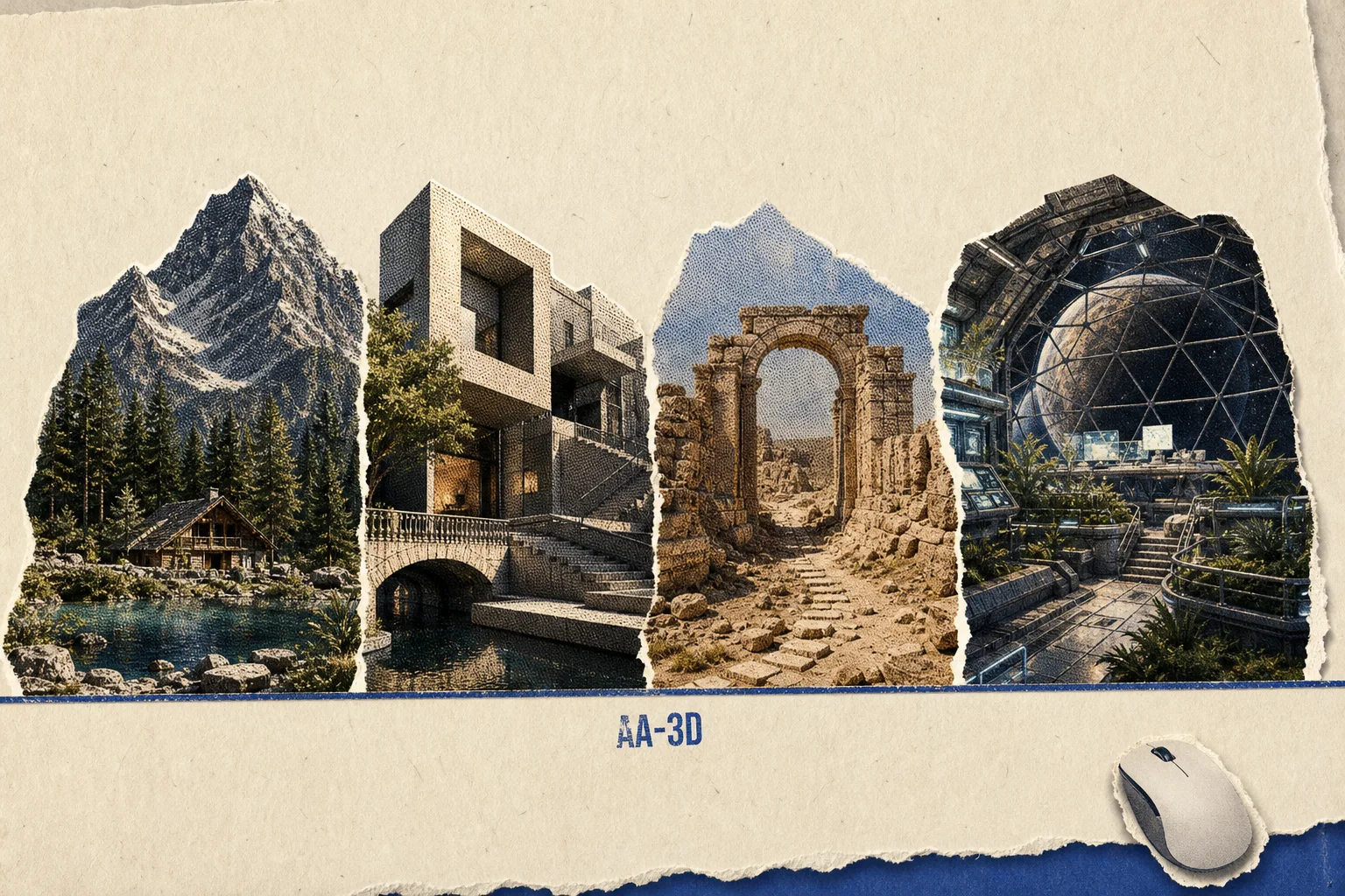 Editorial illustration supporting Artificial Analysis adds a 3D-building benchmark, with four AI models tied at the top